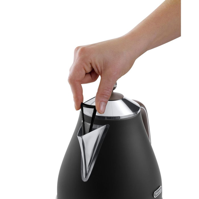 DeLonghi Icona Vintage KBOV 2001.BK - Bouilloire 1,7 L Noir mat / Chocolat