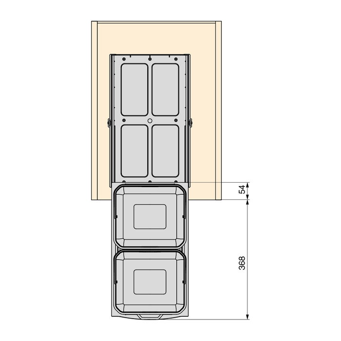 Emuca poubelle de recyclage pour montage inférieur et extraction manuelle/automatique pour meuble de cuisine Recycle 2x12litres, Plastique gris anthracite