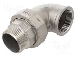 GEBO Connecteur coude à 90° double mâle-femelle plat G 1 1/2'' en acier inoxydable