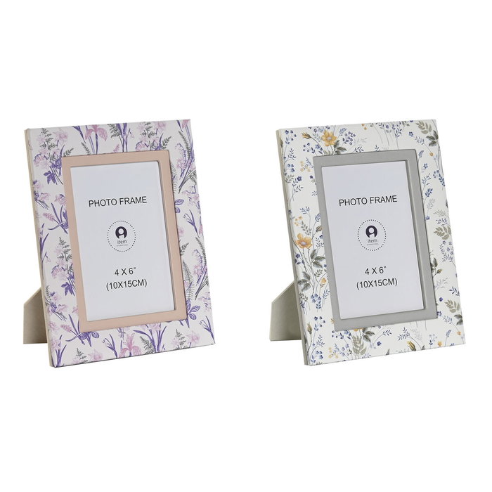Cadre photo DKD Home Decor Blanc Gris Lila Rose clair Aluminium (2 Unités)