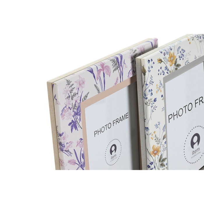 Cadre photo DKD Home Decor Blanc Gris Lila Rose clair Aluminium (2 Unités)