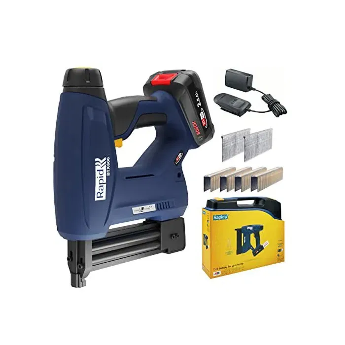 Rapid BTX606 Agrafeuse-cloueuse électrique sans fil 18V (kit avec batterie 2.5Ah, chargeur, coffret et 400 consommables) - Alliance Power for All