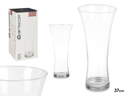 GIFTDECOR Vase en Cristal Transparent à Large Ouverture 37cm