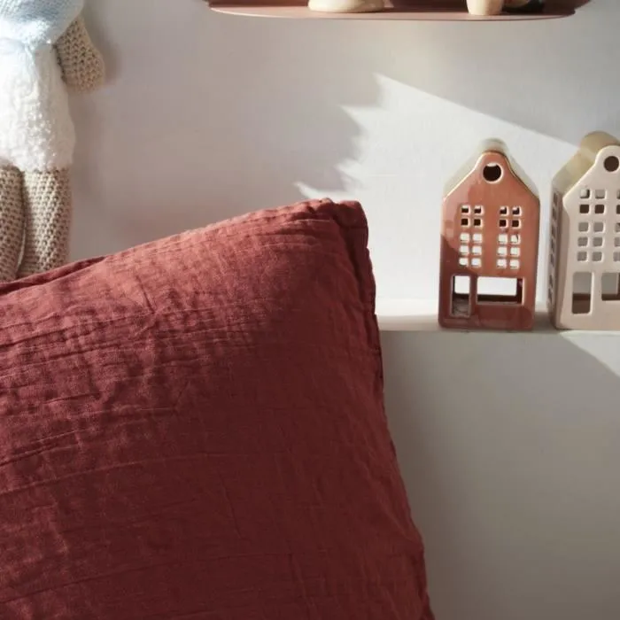 Today - Parure de lit gaze de coton uni 2 personnes 220x240 cm - 123671 - Housse de couette et 2 taies - Terre cuite (Terracotta) Today - Parure de lit gaze de coton uni 2 personnes 220x240 cm - 123671 - Housse de couette et 2 taies - Terre cuite (Terracotta)