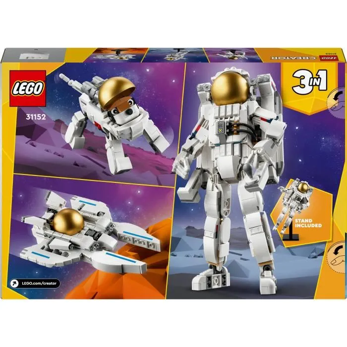 LEGO Creator 3en1 31152 L'Astronaute dans l'Espace - Jouet de Construction 647 Pièces avec Chien et Navette Spatiale, pour Enfants dès 8 Ans
