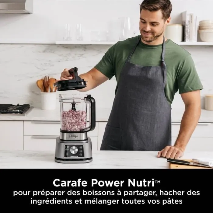 Ninja Blender CB350EU 3-en-1 Foodi Power Nutri - 1200 W, pichet 2.1 L, bols 700 ml & 400 ml, programmes automatiques