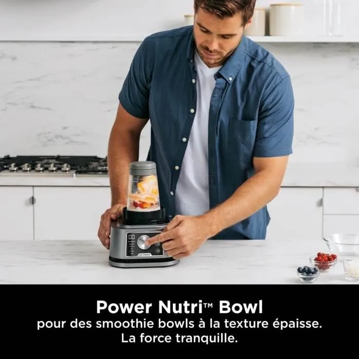 Ninja Blender CB350EU 3-en-1 Foodi Power Nutri - 1200 W, pichet 2.1 L, bols 700 ml & 400 ml, programmes automatiques