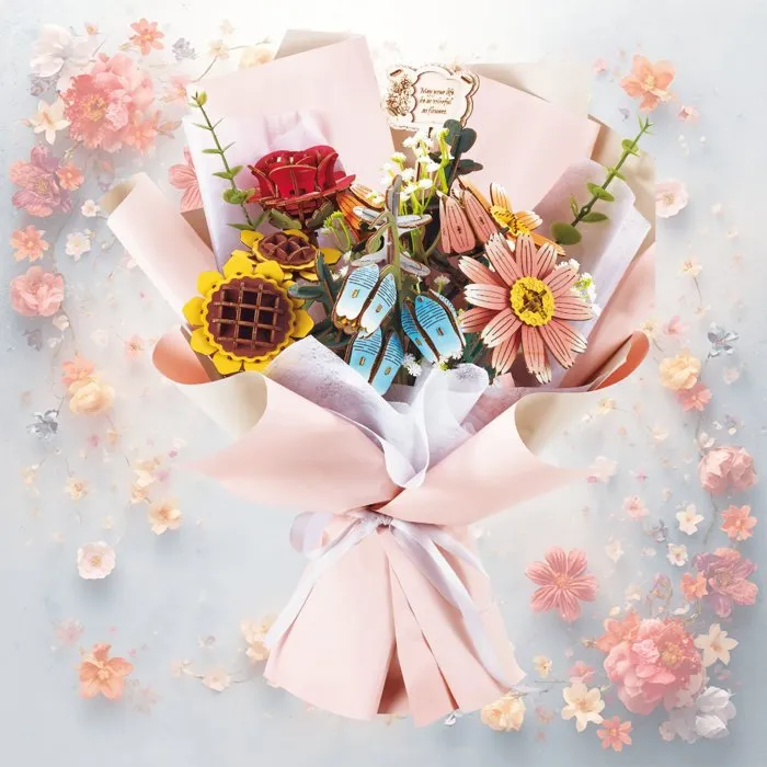 Kit DIY à construire - Maquette 3D Serre Livre Book Nook 'Gros bouquet Green Nook' - 25 x 22 x 32 cm - Oeuvre décorative florale