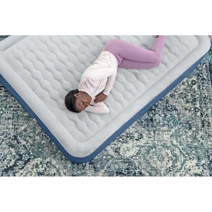 Bestway Matelas gonflable 2 places, lit reine Queen 203x152x46cm, surface Snugable Top douce, structure Fortech, pompe électrique intégrée