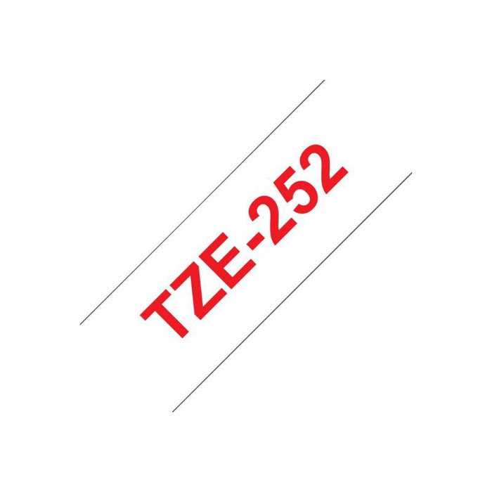 Brother TZE-252 TZe-252 Cassette de ruban d'impression blanc et rouge (TZE252) pour étiqueteuse
