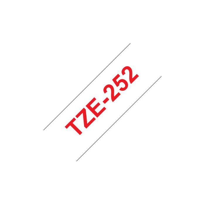 Brother TZE-252 TZe-252 Cassette de ruban d'impression blanc et rouge (TZE252) pour étiqueteuse