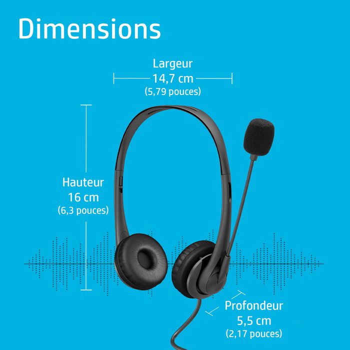 HP Casque stéréo USB avec micro et suppression de bruit HP G2 - Compatible Chromebook