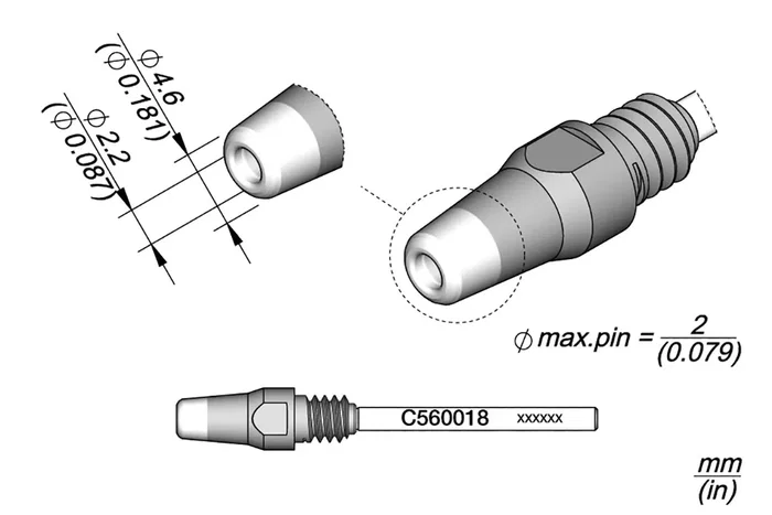 JBC TOOLS Pointe de dessoudage 4,6x2,2mm