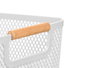 KIPIT Panier en plastique blanc avec anse en bambou 27,5x18cm