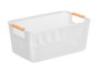 KIPIT Panier en plastique blanc avec anse en bambou 27,5x18cm