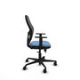Chaise Jorquera Synchrone/Traslack tissu Bleu ciel Maille Noir Base en nylon noir Accoudoir 1D Sans appui-tête Roulettes 65mm nylon