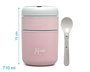 KioKids Termo Biberon-Repas Isotherme en Acier Inoxidable 304, 710 mL, 2 Compartiments (180+530 mL), Garde la Température 4h, avec Cuillère et Anse, Rose, Collection Petits Moments