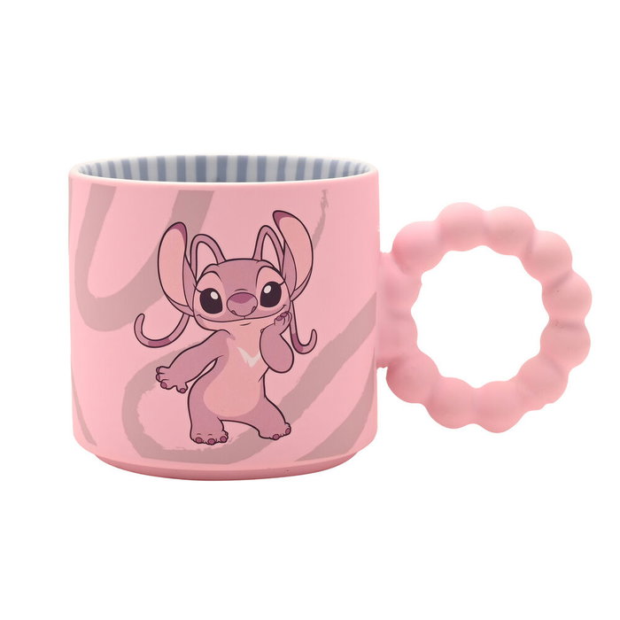 WIDDOP & CO Tasse en céramique Disney Stitch - Angel, tasse cadeau avec illustration de personnage, poignée originale, dans une boîte cadeau rose