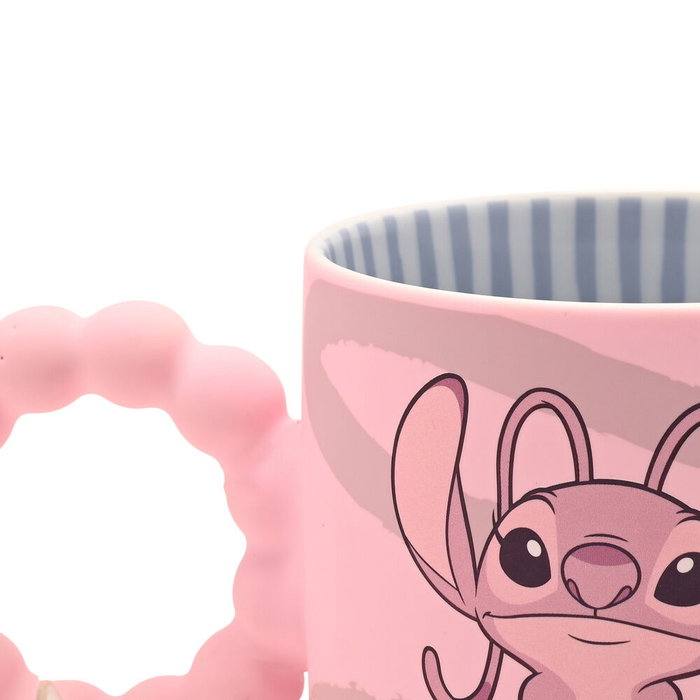 WIDDOP & CO Tasse en céramique Disney Stitch - Angel, tasse cadeau avec illustration de personnage, poignée originale, dans une boîte cadeau rose