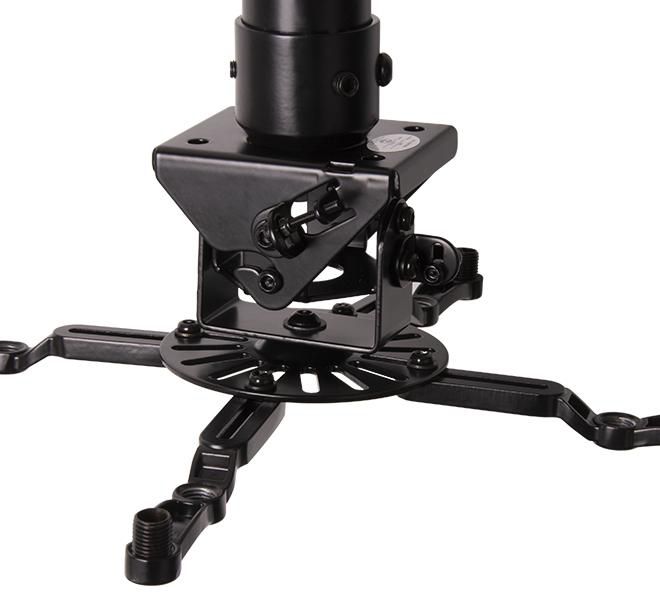 B-Tech BT899-AD Support de Projecteur Plafonnier Réglable avec Micro-Ajustement, Charge Max 25 kg, Inclinaison +/-13°, Rotation 360°, Roulis +/-6°, Hauteur 743-1143 mm, Noir