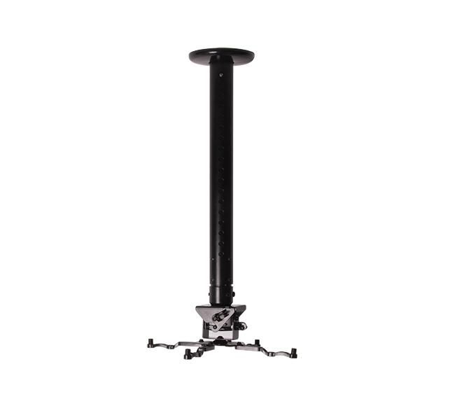 B-Tech BT899-AD Support de Projecteur Plafonnier Réglable avec Micro-Ajustement, Charge Max 25 kg, Inclinaison +/-13°, Rotation 360°, Roulis +/-6°, Hauteur 743-1143 mm, Noir