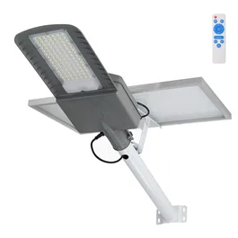 Lampe LED Solaire 200W 5000K, Panneau 30W, Batterie 28Ah, Détecteur Crépusculaire, Télécommande