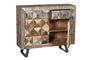 GINER Y COLOMER Buffet pour entrée en bois recyclé multicolore avec 2 tiroirs et 2 portes - 87 x 100 x 32 cm