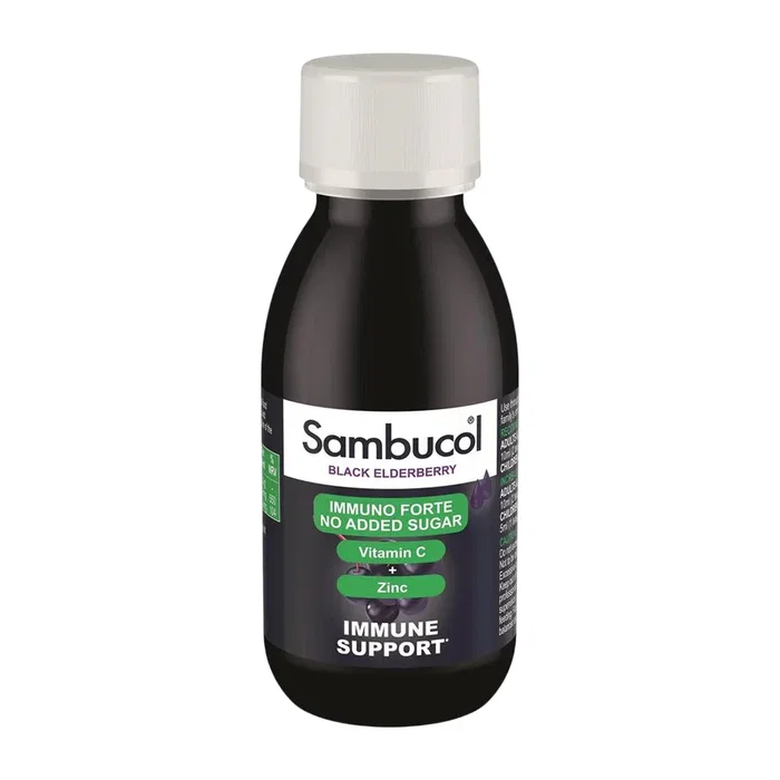 Sambucol Immuno Forte Sirop Sans Sucre au Sureau Noir, Vitamine C et Zinc 120 ml Sambucol Immuno Forte Sirop Sans Sucre au Sureau Noir, Vitamine C et Zinc 120 ml