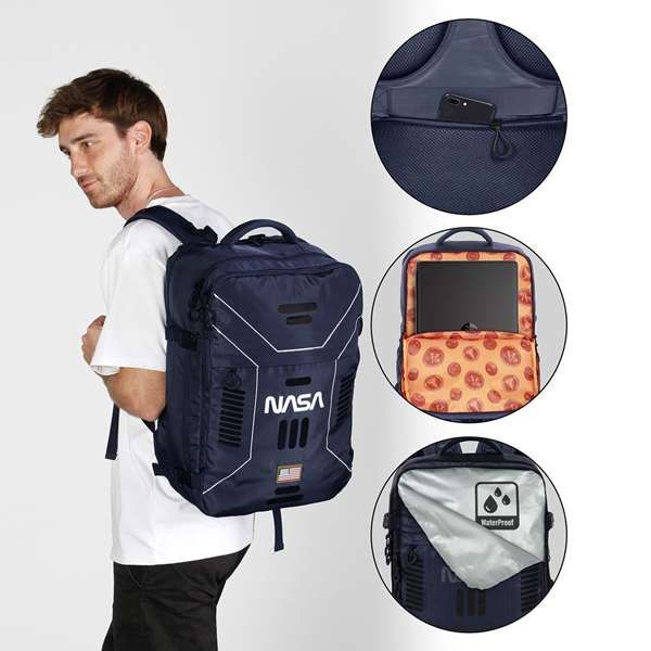 Karactermania Mercury NASA Spaceship Sac à Dos Voyage Grande Capacité 33 x 23 x 47 cm Ouverture 180° Compartiment Ordinateur 17" Polyester Impermeable