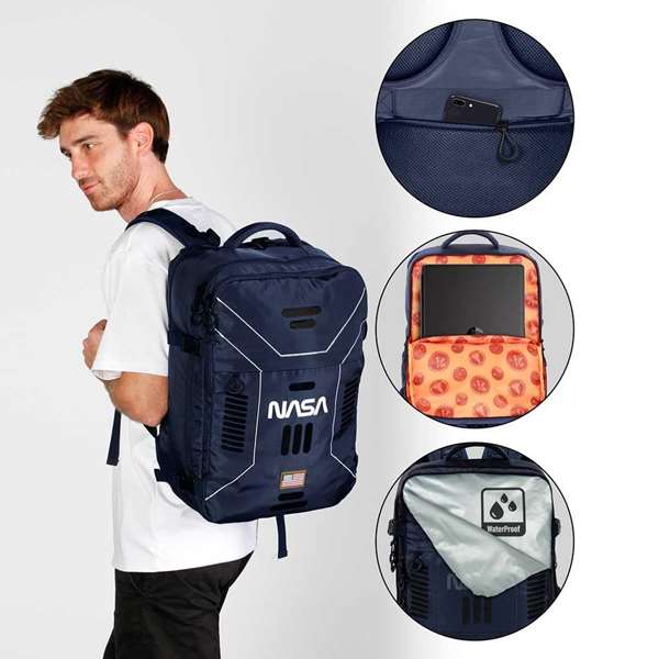 Karactermania Mercury NASA Spaceship Sac à Dos Voyage Grande Capacité 33 x 23 x 47 cm Ouverture 180° Compartiment Ordinateur 17" Polyester Impermeable