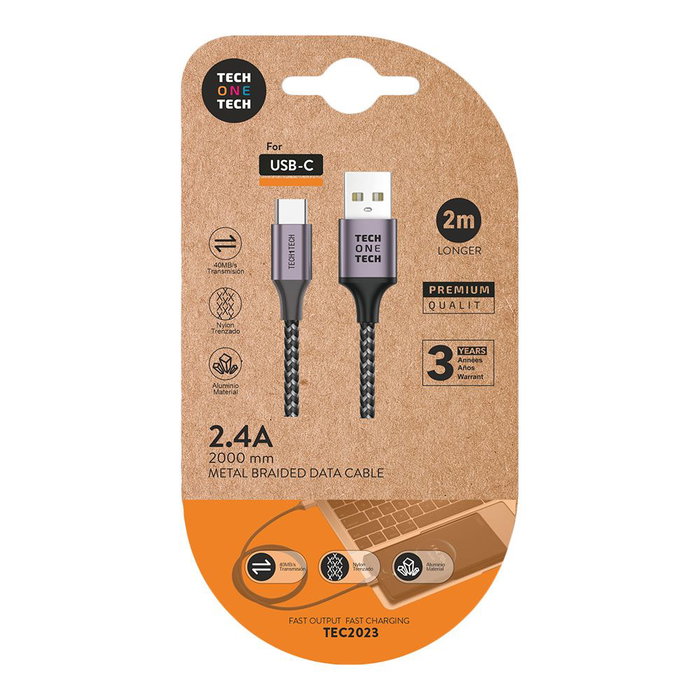 Tech One Tech Câble USB A vers USB-C TEC2023 2 m
