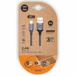 Tech One Tech Câble USB-A vers USB-C en nylon, 2 m, gris