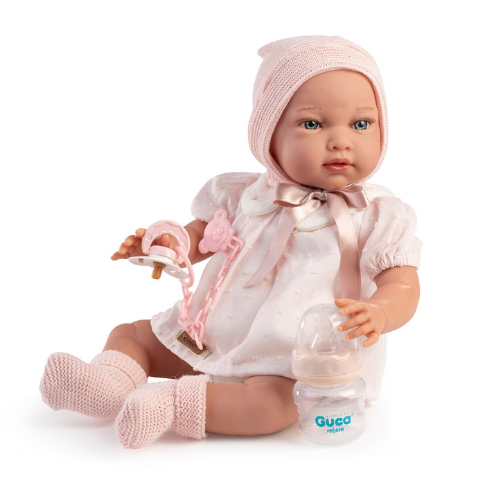 Muñecas Guca Poupée lestée Lola 42 cm - Corps en tissu, membres en vinyle souple - Poupée de poids de 7.5 kg - Langue espagnole - À partir de 3 ans