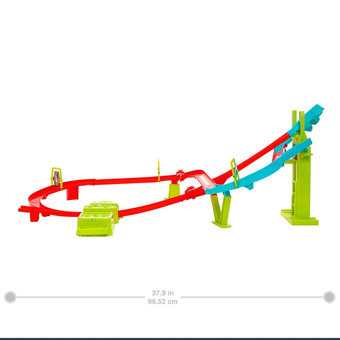Hot Wheels Circuit à Toute Vitesse Neon Speeders avec Lanceur Motorisé, Paysage Urbain et Voiture Incluses - Dès 5 Ans