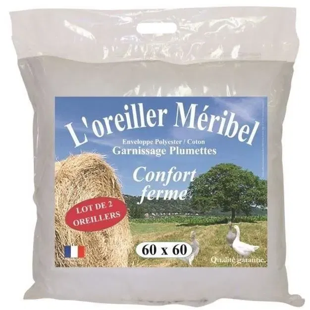 DODO Oreiller MERIBEL 60x60 cm Lot de 2 - Plumettes Confort Ferme