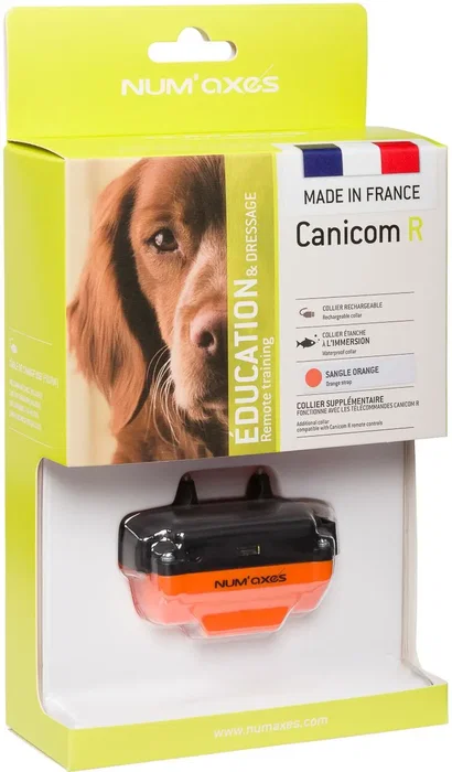 Num'Axes Collier de Dressage Canicom R pour Chien, Rechargeable, Orange