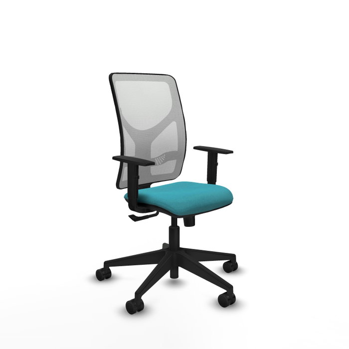 PIQUERAS Y CRESPO Chaise Motilla Synchro Turquoise et Blanc, Base Pyramidale Noire, Accoudoir 1D PIQUERAS Y CRESPO Chaise Motilla Synchro Turquoise et Blanc, Base Pyramidale Noire, Accoudoir 1D