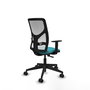 PIQUERAS Y CRESPO Chaise Motilla Synchro Turquoise et Blanc, Base Pyramidale Noire, Accoudoir 1D
