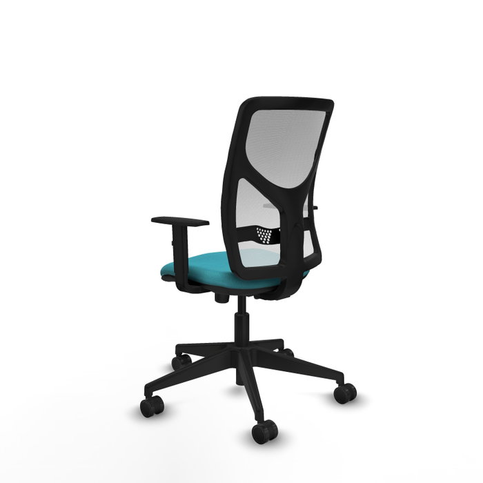 PIQUERAS Y CRESPO Chaise Motilla Synchro Turquoise et Blanc, Base Pyramidale Noire, Accoudoir 1D PIQUERAS Y CRESPO Chaise Motilla Synchro Turquoise et Blanc, Base Pyramidale Noire, Accoudoir 1D