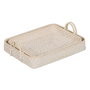 Plateau Blanc Bambou Rotin 45 x 34 x 13 cm (2 Unités)