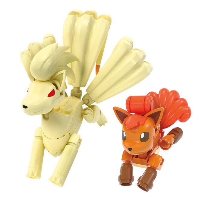 Mega Construx - Jeu de Construction Pokémon 145 Pièces - Evolution de Vulpix vers Ninetales - Figurines Articulées - Version Multilingue (Anglais, Français) - Réf. HTH79