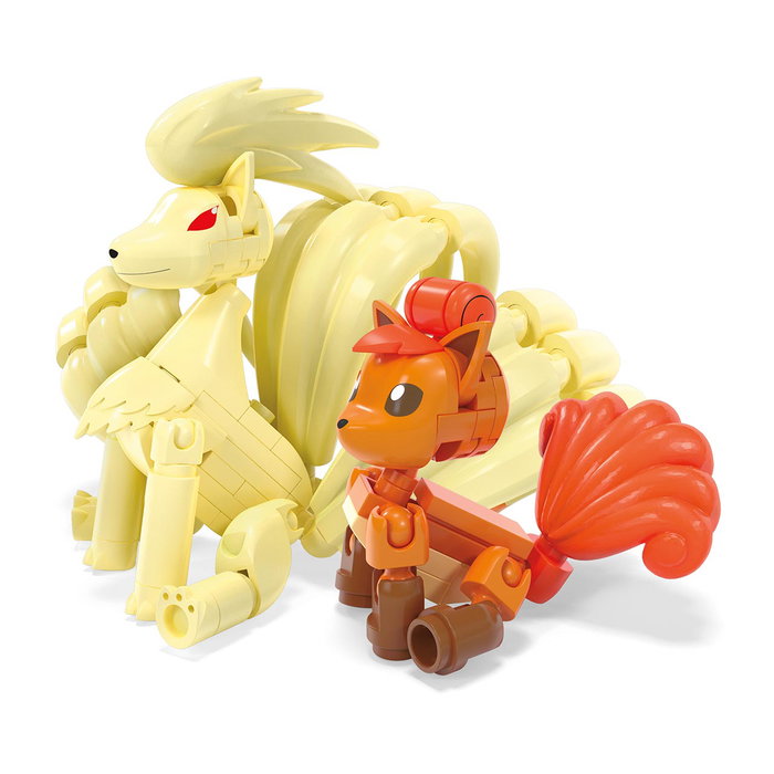 Mega Construx - Jeu de Construction Pokémon 145 Pièces - Evolution de Vulpix vers Ninetales - Figurines Articulées - Version Multilingue (Anglais, Français) - Réf. HTH79