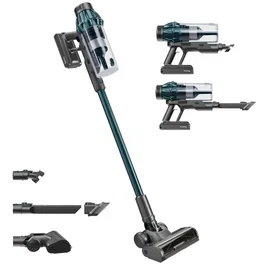 H.KoeNIG Aspirateur balai 2-en-1 sans fil UPX32 - 400W, 30000 Pa, Autonomie 50 min, Cuve 0.8 L, Bleu - Aspiration cyclonique, Brosse LED