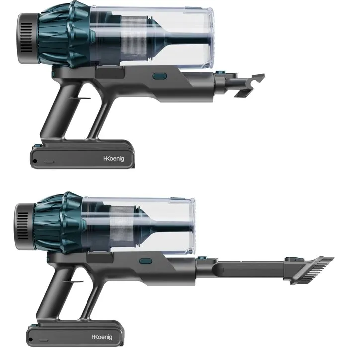H.KoeNIG Aspirateur balai 2-en-1 sans fil UPX32 - 400W, 30000 Pa, Autonomie 50 min, Cuve 0.8 L, Bleu - Aspiration cyclonique, Brosse LED