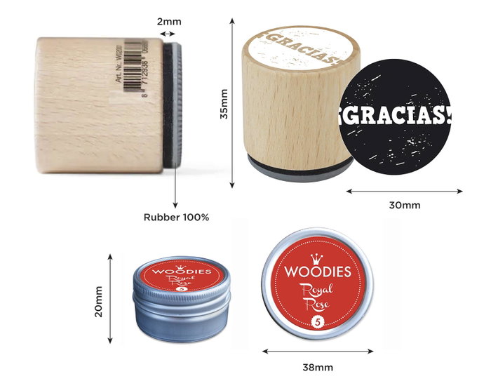 Innspiro Kit 4 Tampons en Bois 'Madrid Emocional' et 1 Encreur Rouge Innspiro Kit 4 Tampons en Bois 'Madrid Emocional' et 1 Encreur Rouge