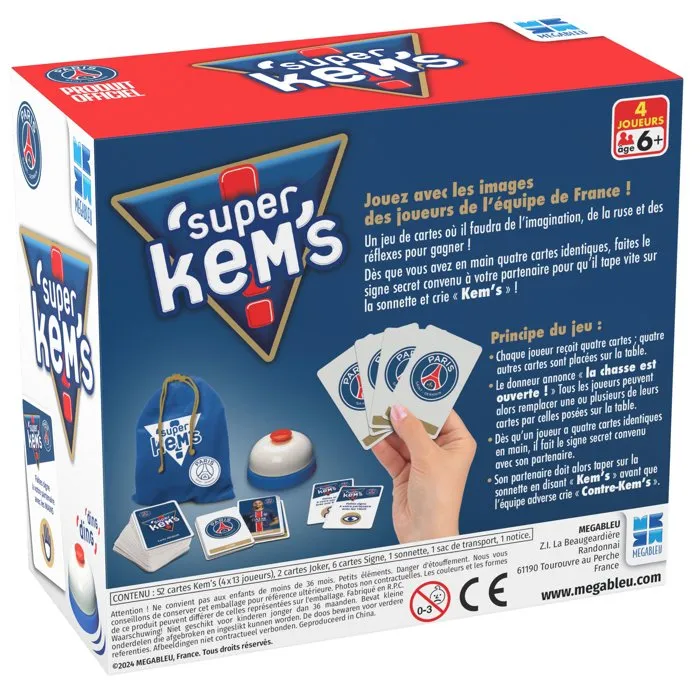 Megableu Super Kems Paris Saint-Germain - Jeu de société stratégique et rapide aux couleurs du PSG - À partir de 6 ans - Version française