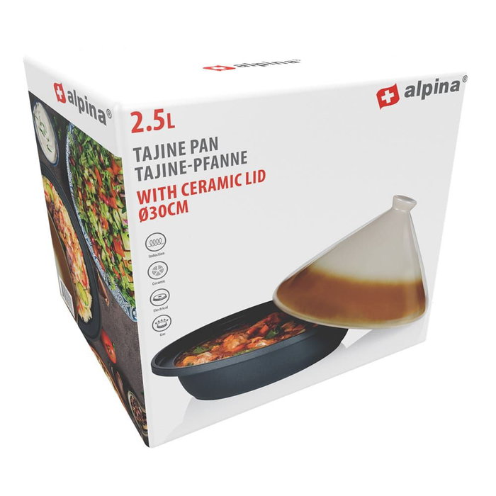 Alpina Tajine en céramique avec fonte Ø30 x 25 cm pour tous feux