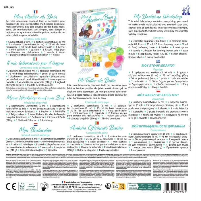 Sentosphere - Mon Atelier du Bain - Kit d'Activités Ludiques et Éducatives - Fabrication de Savons et Bains Moussants - Parfums Floraux et Frais - À Partir de 8 Ans
