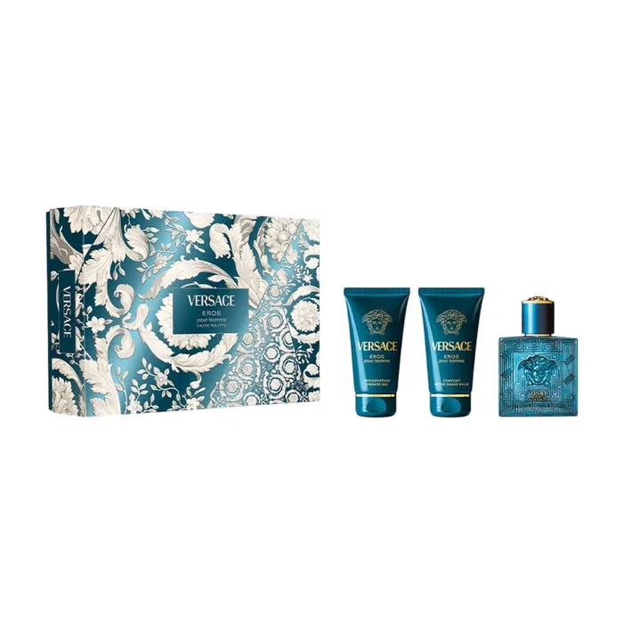 Versace Eros Coffret 3 Pièces (Eau de Toilette, Gel Douche, Baume Après-Rasage) Versace Eros Coffret 3 Pièces (Eau de Toilette, Gel Douche, Baume Après-Rasage)