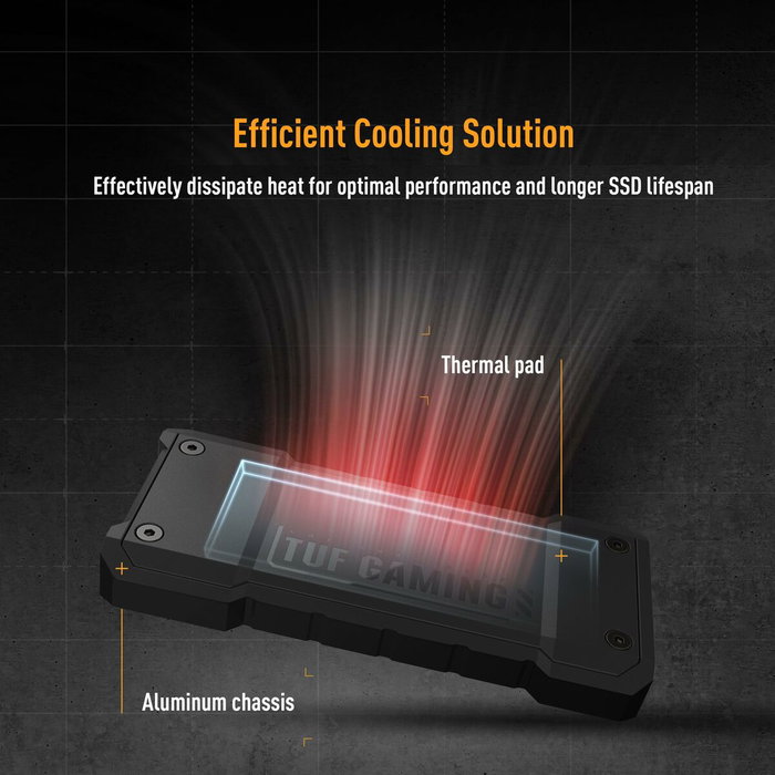 Asus TUF Gaming A2 Boîtier SSD Externe USB-C 3.2 Gen 2x2 Dual M.2 NVMe/SATA